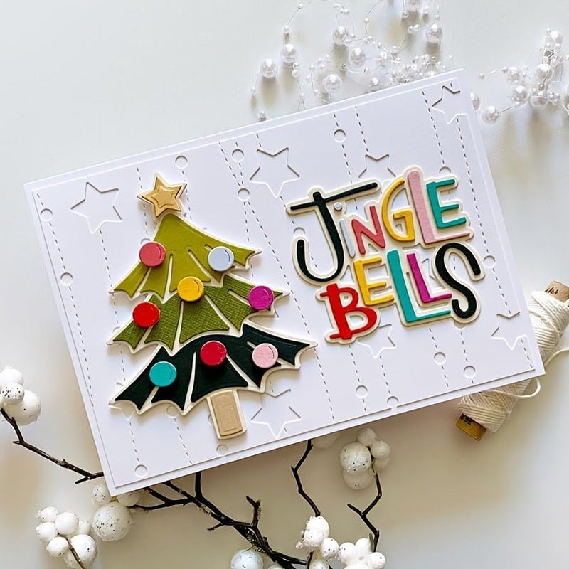 Lapoo Festivals Metal Cutting Die for Scrapbooking - Durable, Cut Stencils for DIY Scrapbook Photo Album Decorative Paper Card, Card Making Supplies, Embossing (Christmas Tree and Lights 4.7 x 3.9 in) - Image 1